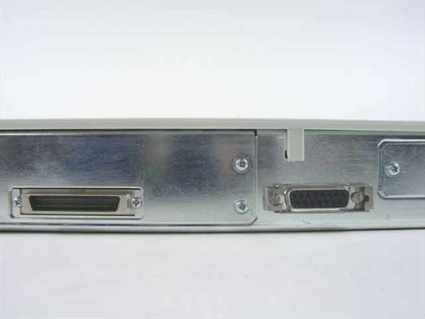 3Com 3C16670 LinkBuilder FMS II – rear expansion port detail showing DB-50 (Telco-style) stacking connector and DB-15 auxiliary port on metal bracket