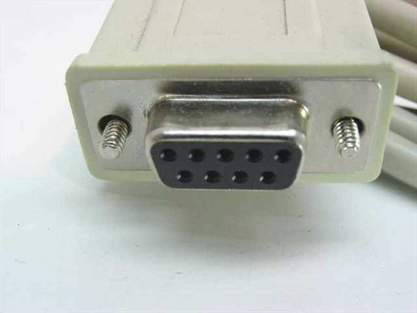 DB-9 female 9-pin connector end of RS-232 serial modem cable — close-up front view