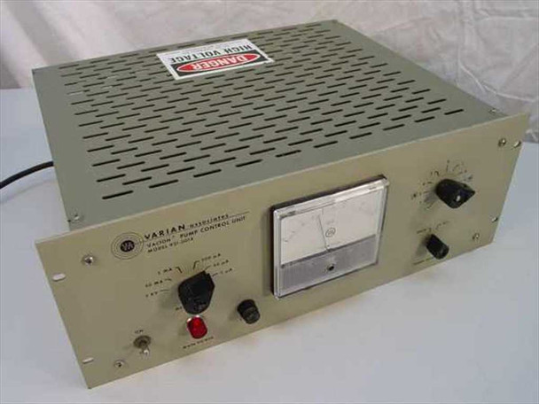 Varian 921-0014 VacIon Pump Control Unit – front-left three-quarter view showing front panel meter, controls, and Danger High Voltage label on top