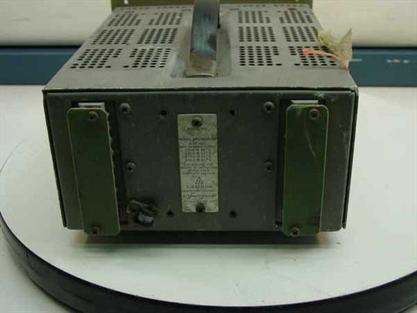 Lambda LPD-422A-FM — rear view showing rating/specification label and ventilated chassis with mounting brackets on each side
