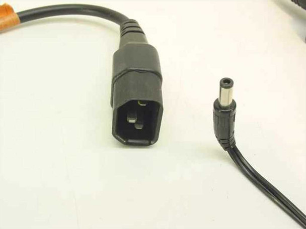 Condor WP10090I IEC C14 socketed power input connector and barrel plug DC output connector closeup