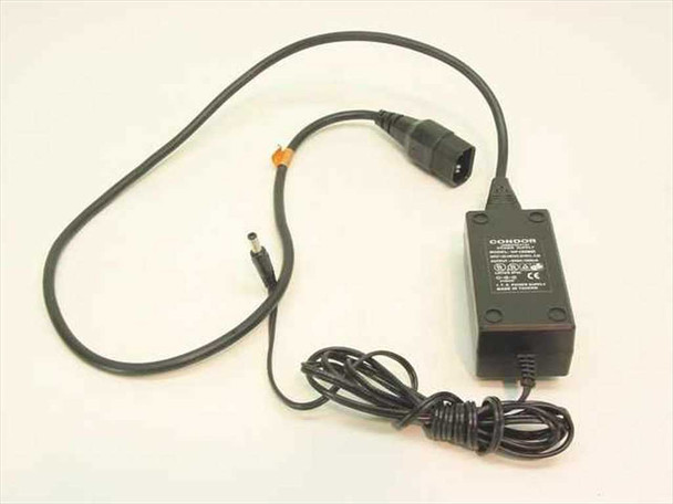 Condor WP10090I AC adapter full unit showing IEC socketed input cable and barrel plug output cable