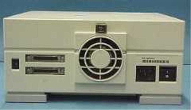 Sun EXB-8500 external tape drive — rear panel showing SCSI connectors, cooling fan, power switch, and IEC AC inlet