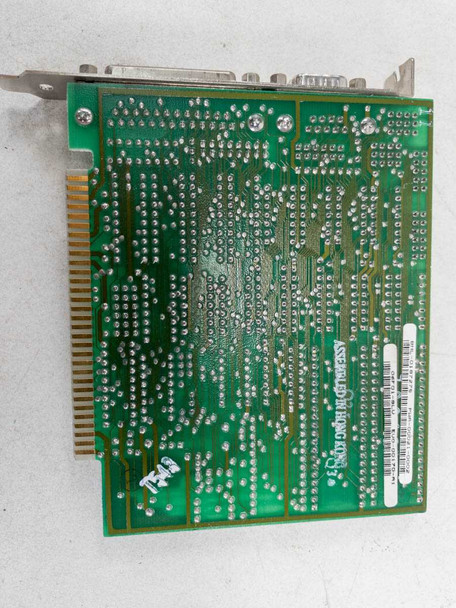 Everex EV-170 ISA I/O card – PCB solder side showing ISA gold-finger edge connector and 'Assembled in Hong Kong' marking