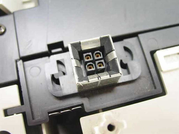 HP C2083B paper tray — close-up of 4-pin electrical interface connector on tray body