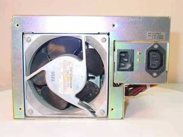 HP 0950-2035 power supply – rear view showing IEC C14 AC inlet, exhaust fan, and AC output label