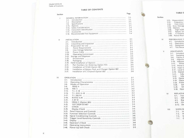 HP 5315A/B 100 MHz Universal Counter Operating & Service Manual