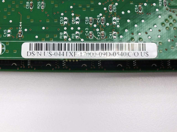 Dell 44TFX RAID controller card — close-up of serial number label: DS/N US-044TXF-17000-09D-0540, C/O US