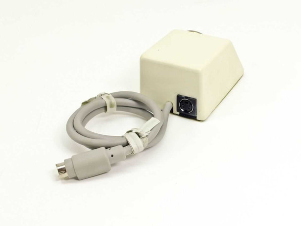 MAC Guardian 531 port lock unit with ADB security cable attached — side and front view showing full cable length