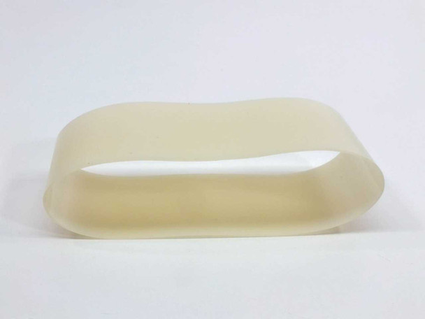 Zebra 105912G-858 feeder belt – translucent rubber loop shown on white background