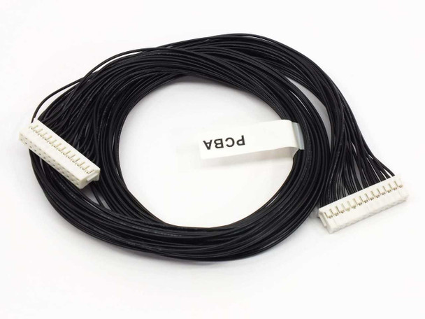 Zebra 105940G-127 26-pin PCBA cable kit showing full cable length with two white connector ends and PCBA label tag