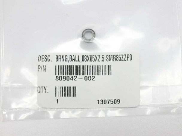 Zebra encoder kit component — ball bearing 8x5x2.5 SMR85ZZP0, P/N 809042-002, qty 1, in sealed bag