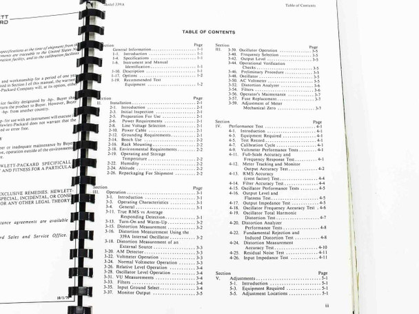 HP 339A Distortion Measurement Set Operating and Service Manual