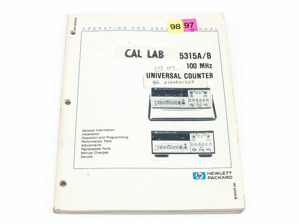 HP 5315A/B 100 MHz Universal Counter Operating and Service Manual