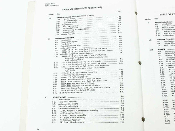 HP 5355A & 5356A/B/C Frequency Converter & Heads Operating & Service Manual
