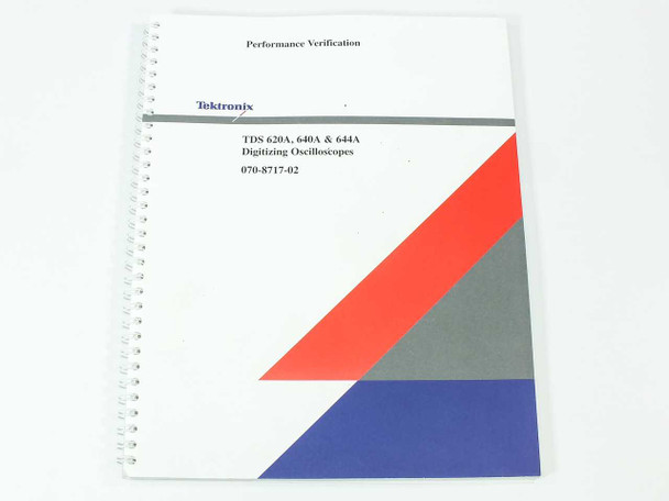 Tektronix TDS 620A 640A 644A 070-8717-02 Performance Verification manual – front cover with Tektronix logo and spiral binding
