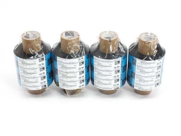 Zebra 5319 FZB06419LJ Black Wax Ribbon lot of 4 — rear view showing product labels with specs and UL/CSA markings