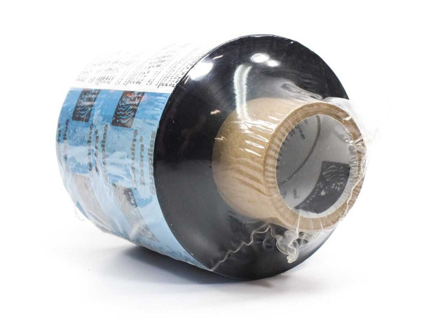 Zebra 5319 FZB06419LJ Black Wax Ribbon single roll end-on view showing cardboard core and black ribbon wrap