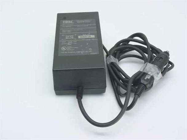 IBM 49G1148 ThinkPad 12V car cigarette lighter power adapter — full unit showing brick body, attached cable, and cigarette lighter plug
