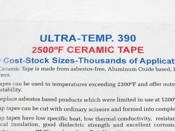 Cotronics Ultra-Temp 390 2500°F ceramic tape label close-up showing product name and description text