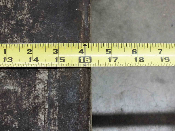 Close-up tape measure showing working surface width of 16 inches on the cart deck