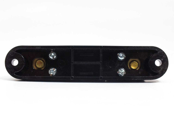 Simpson Electric 06704 shunt bottom view showing mounting holes and two brass terminal contacts