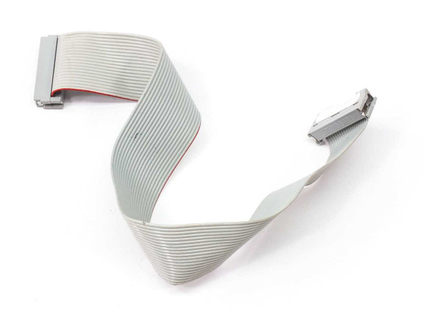 IBM 134-1731 20-pin to 20-pin floppy drive flat ribbon cable, 25cm — full cable view showing both IDC connectors and grey ribbon