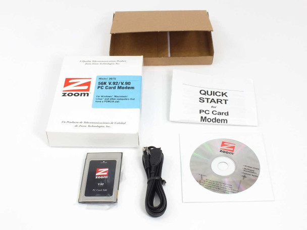 Zoom Telephonics Model 3075 56K V.92 / V.90 PC Card Modem NEW OPEN BOX