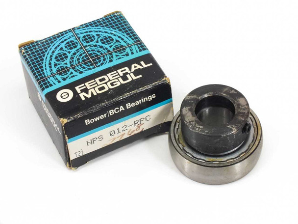Federal Mogul NPS 012-RPC narrow inner ring bearing with extended inner ring shown next to original Bower BCA Bearings box