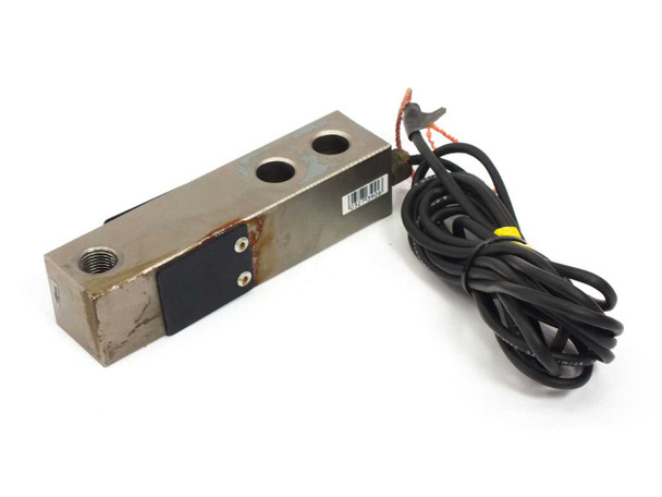 Epelsa LC 5 load cell side and rear view showing stainless body, mounting holes, and cable routing