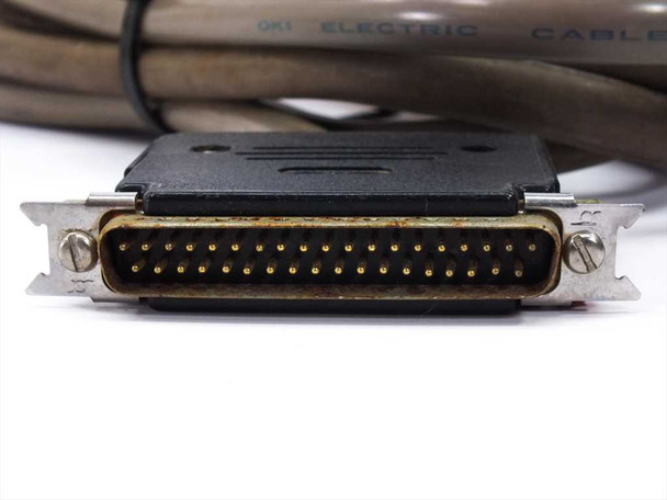 Data cable 37-pin D-sub male connector end with OKI Electric Cable marking visible on cable jacket