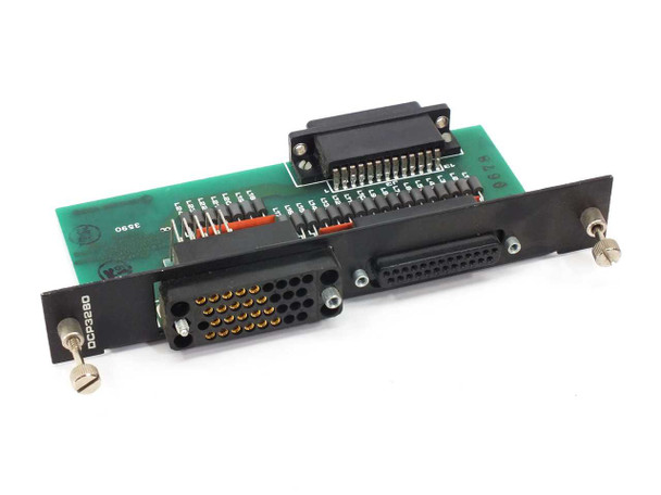 Datatel DCP3280 PCB31812 Interface Board — front view showing green PCB with multi-pin D-sub and IDC connectors