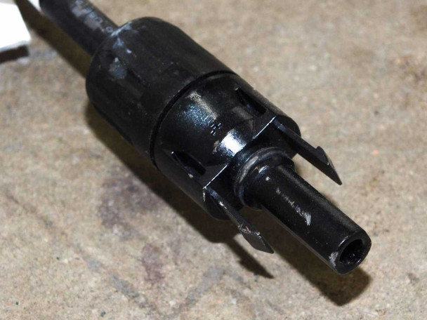 Close-up of MC4 connector on SoloPower SP1-70 solar panel cable lead
