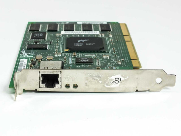 QLogic QLA4010C iSCSI HBA — angled front-bracket view showing single RJ-45 iSCSI port and PCI-X edge connector