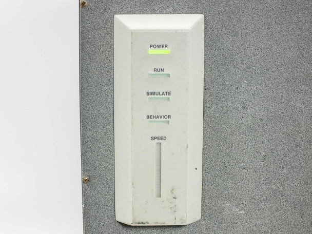 Zycad XP-140 front panel status indicator module showing POWER, RUN, SIMULATE, BEHAVIOR, and SPEED LED indicators