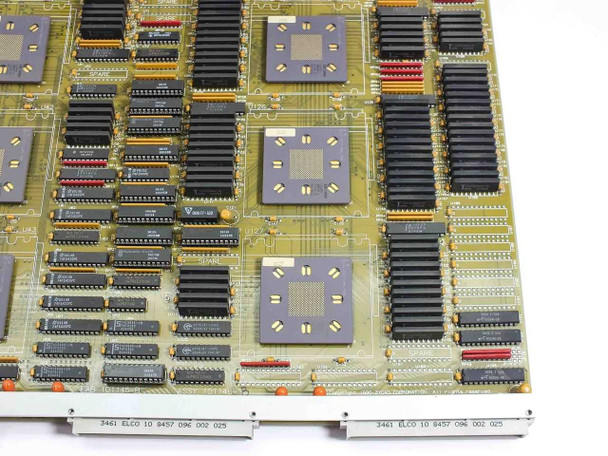 Zycad SM Board full view showing dual ELCO edge connectors at bottom, custom ASIC array, DIP IC rows on gold PCB
