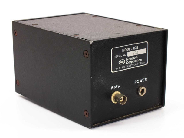 Newport NRC 875 PIN Photodiode Supply rear panel showing MODEL 875 label, BIAS output and POWER output connectors