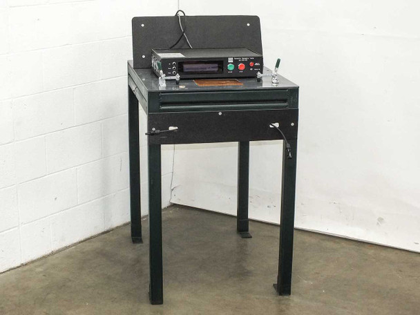 ECD Ovonics QA4-850-000 MC4 Solar Connector Reliability Tester on steel stand — full station front-left view