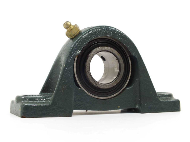 Dodge P2B-8C-100 1-inch 2-bolt pillow block bearing – left side view showing cast iron housing and grease zerk