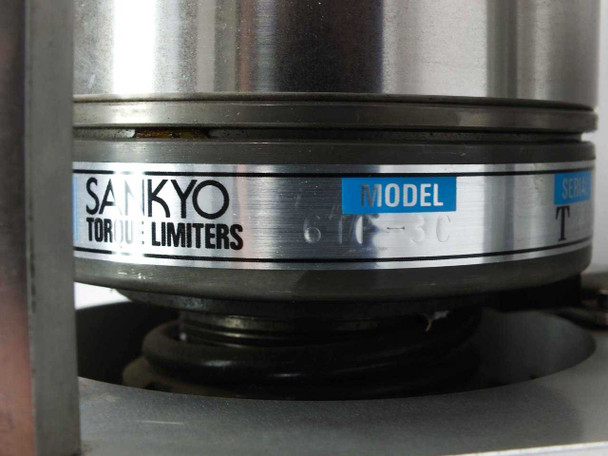 Sankyo torque limiter model 6TF-3C label close-up on cylindrical torque limiter body