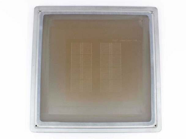 MicroScreen DC15X15 15x15 aluminum screen printing frame – front view showing mesh and emulsion coating