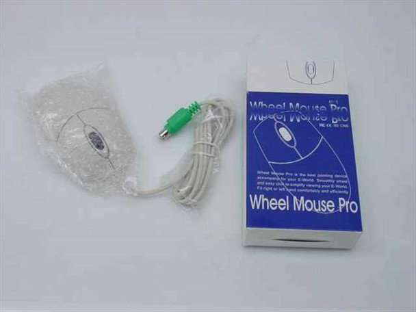 Logitech SYM1320 Wheel Mouse Pro PS/2 mouse in original retail box – front view with mouse still in plastic wrapping