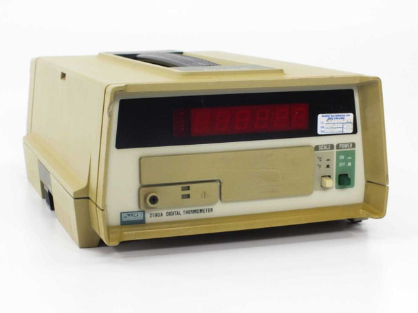 Fluke 2190A Digital Thermometer – front-left three-quarter view showing LED display and SCALE/POWER controls