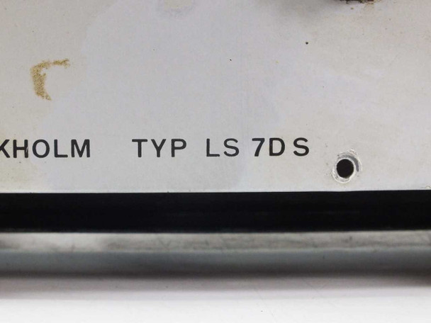 Oltronix LS 7DS front panel nameplate close-up showing 'OLTRONIX STOCKHOLM TYP LS 7DS' text