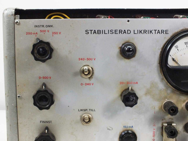 Oltronix LS 7DS — close-up of upper-left front panel controls: INSTR.OMK. (250mA / 500V / 250V), 0-500V and 0-240V range switches