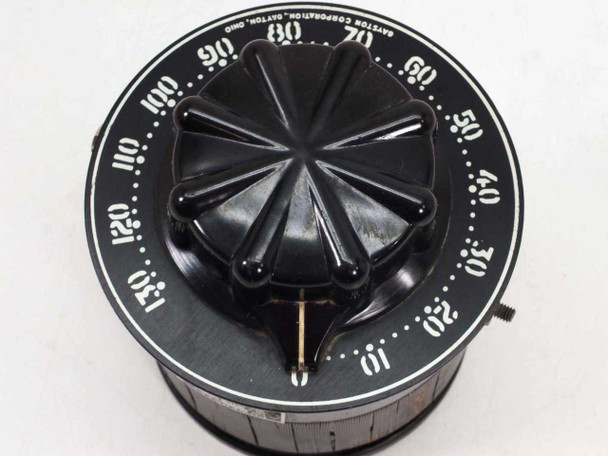 Superior Electric Powerstat Type 20 variac – top-down view of rotary dial with 0-130 voltage scale