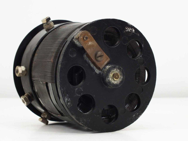 Superior Electric Powerstat Type 20 variac – bottom/rear view showing toroidal winding, brush assembly, and output terminals
