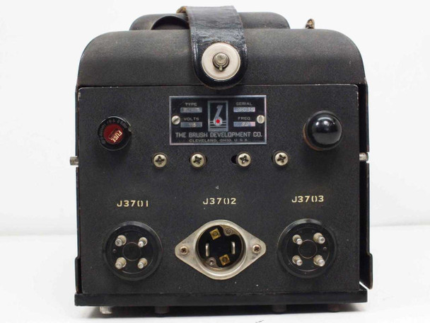 Brush Development BL-202 oscillograph – front panel close-up showing J3701, J3702, J3703 multi-pin connectors and power/fuse controls