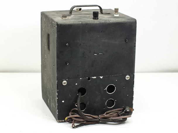 Philco BC-221-N right side / rear view of outer case showing paint loss, vent holes, and original brown power cord
