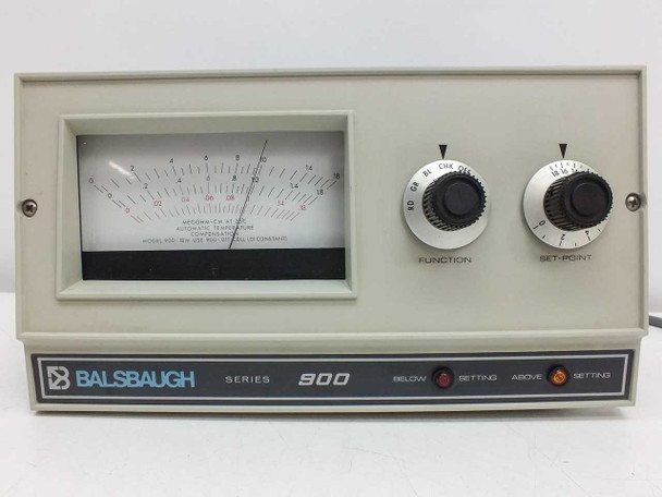 Balsbaugh 900-18M front panel full view showing analog meter, dual control knobs, and Series 900 nameplate